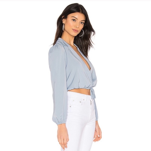 Powder blue wrap tie top Revolve - Picture 3 of 3